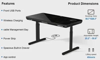 ErgoFx Adjustable Height Standing Desk With Galaxy Glass Desktop