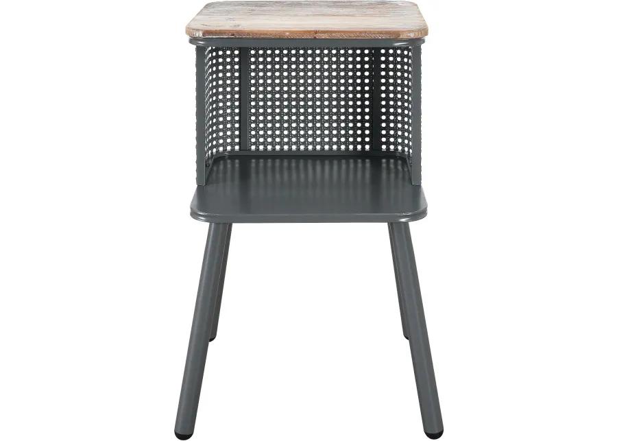 Tampa Natural Wood and Gray Metal Side Table