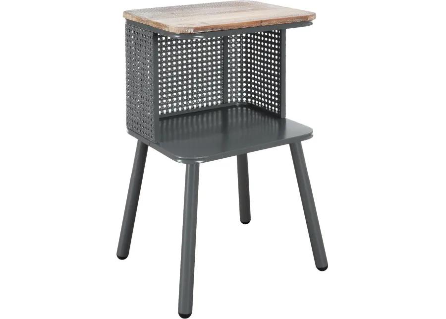 Tampa Natural Wood and Gray Metal Side Table