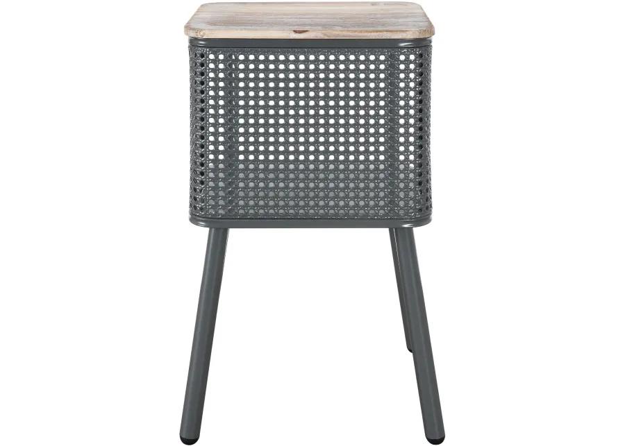 Tampa Natural Wood and Gray Metal Side Table