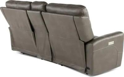 Damon Smoke Gray Power Reclining Loveseat with Console