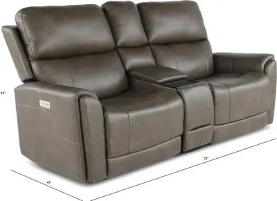 Damon Smoke Gray Power Reclining Loveseat with Console