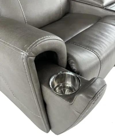 Damon Smoke Gray Power Reclining Loveseat with Console