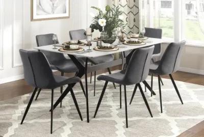 Brixley White Stone and Black Dining Table