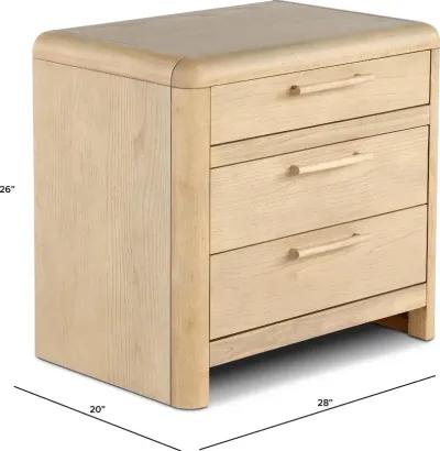 Furano Natural Ash 3-Drawer Nightstand