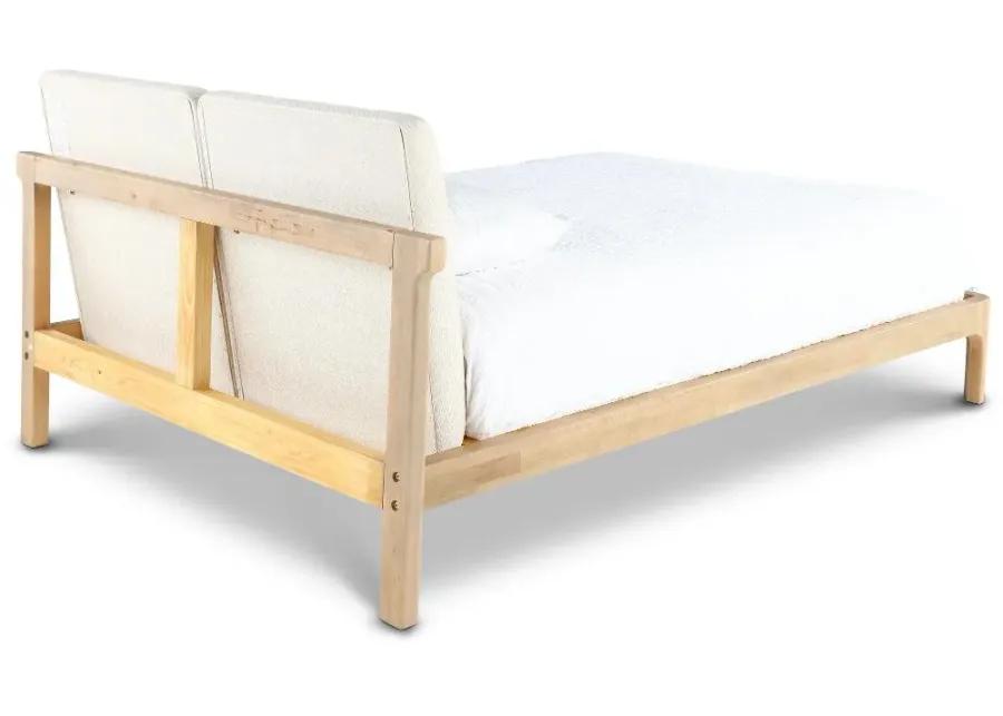 Furano Linen White and Natural Full Platform Bed