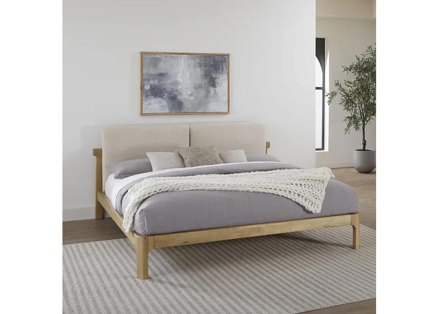 Furano Linen White and Natural Full Platform Bed