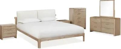 Furano Linen White and Natural Full Platform Bed