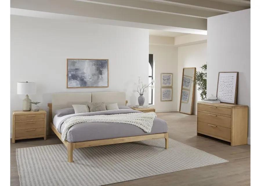 Furano Linen White and Natural Full Platform Bed