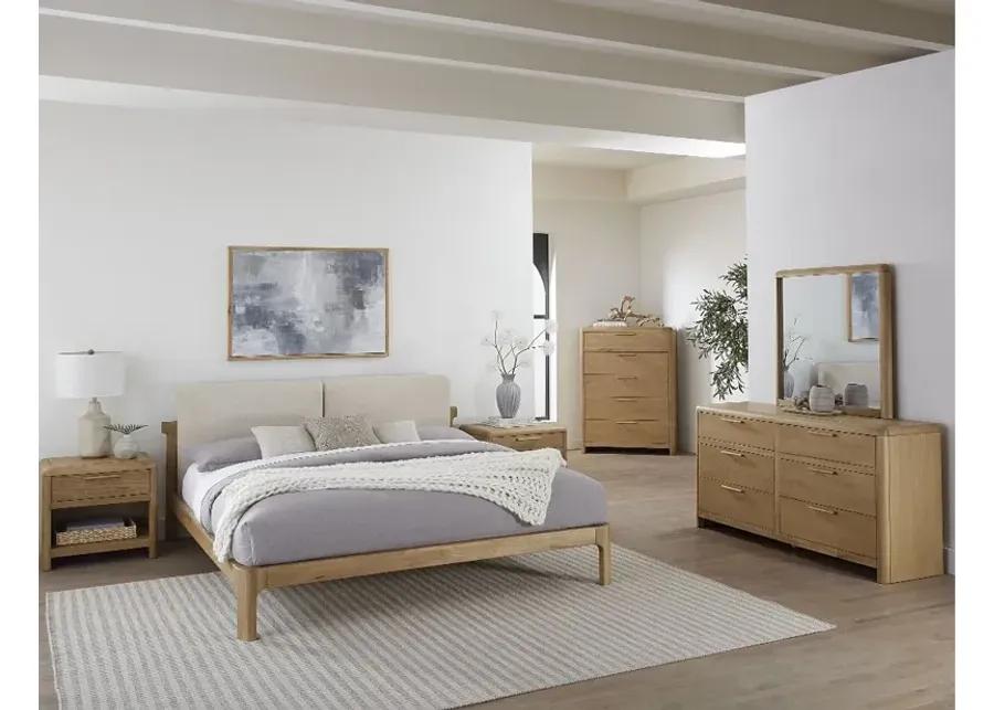 Furano Linen White and Natural Queen Platform Bed