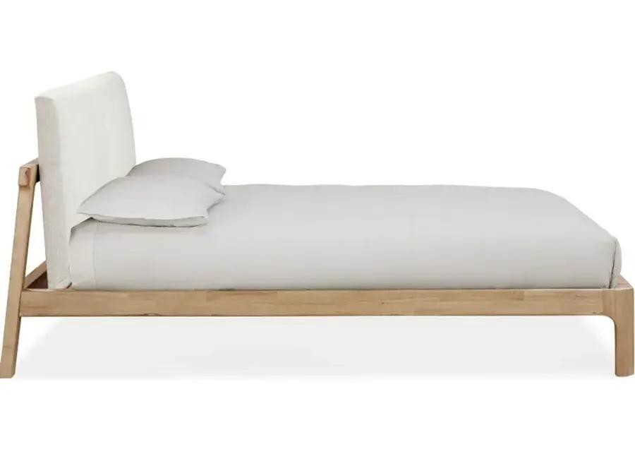 Furano Linen White and Natural Queen Platform Bed