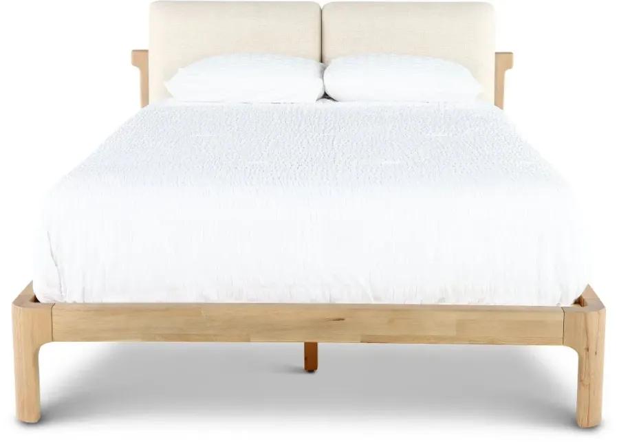 Furano Linen White and Natural Queen Platform Bed