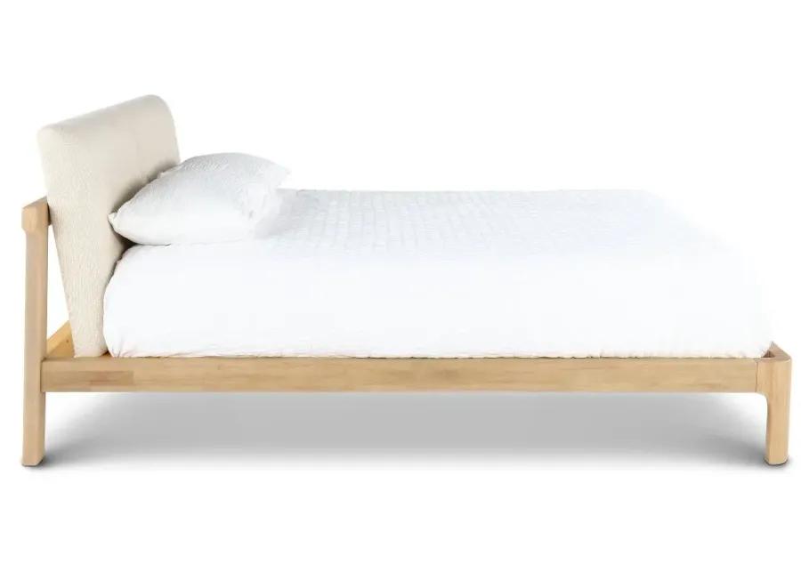 Furano Linen White and Natural Queen Platform Bed