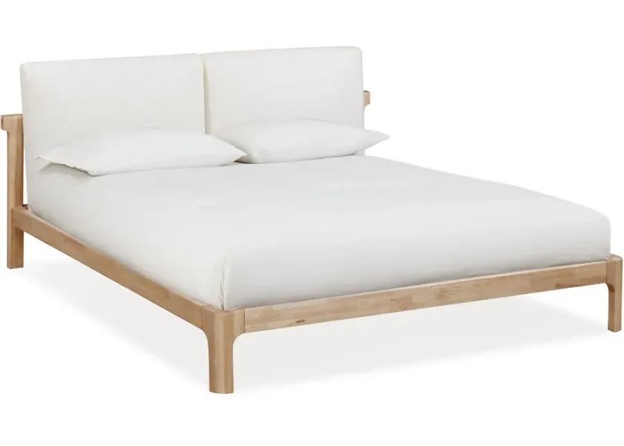 Furano Linen White and Natural Queen Platform Bed