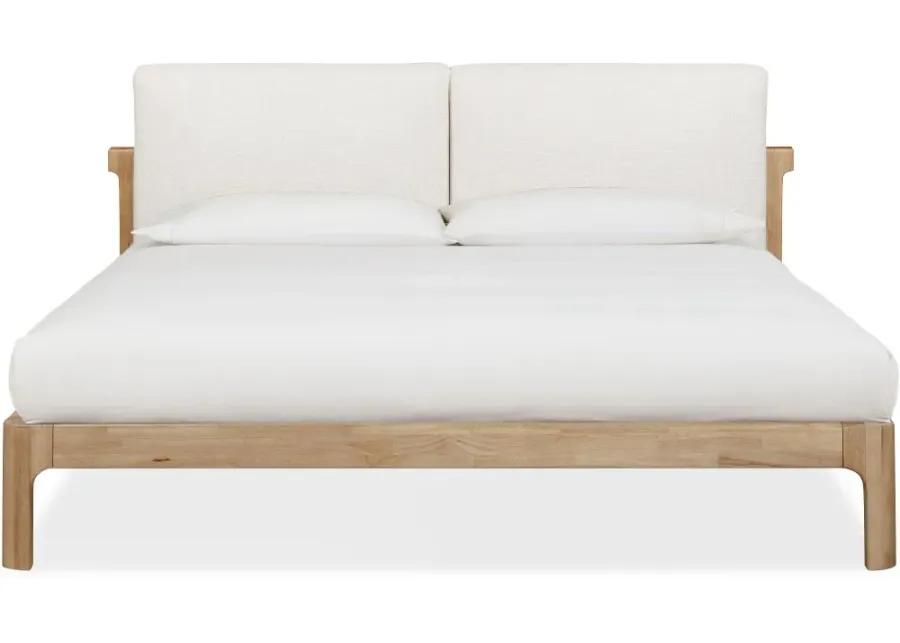 Furano Linen White and Natural Queen Platform Bed