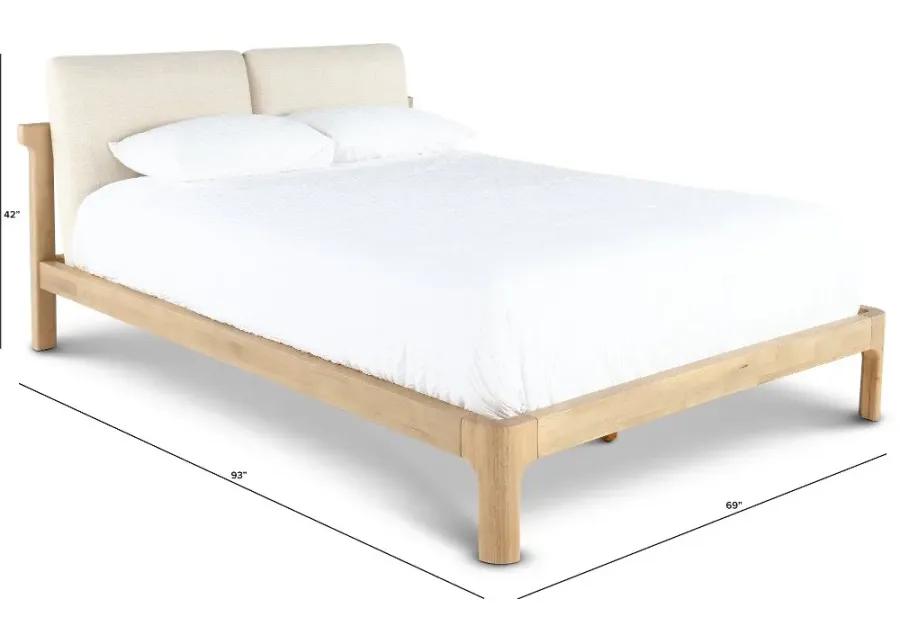 Furano Linen White and Natural Queen Platform Bed