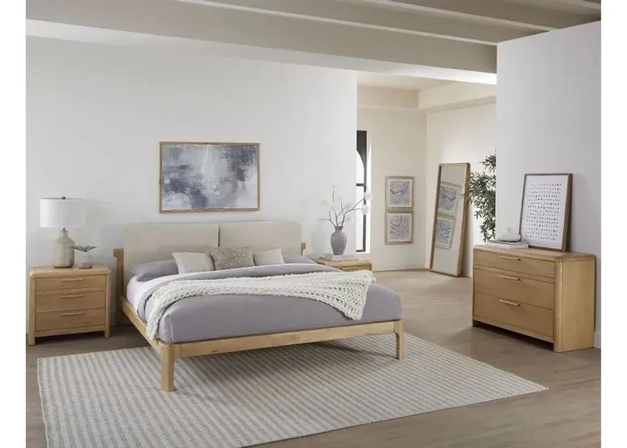 Furano Linen White and Natural Queen Platform Bed