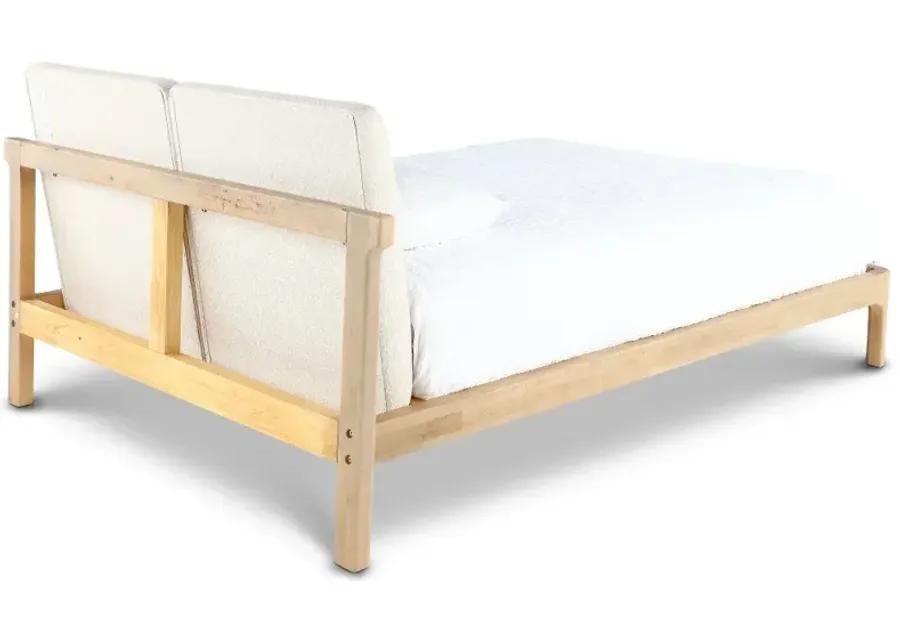 Furano Linen White and Natural Queen Platform Bed