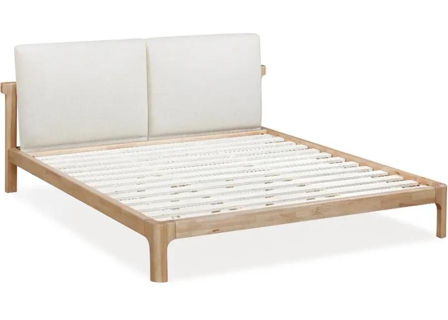 Furano Linen White and Natural Queen Platform Bed