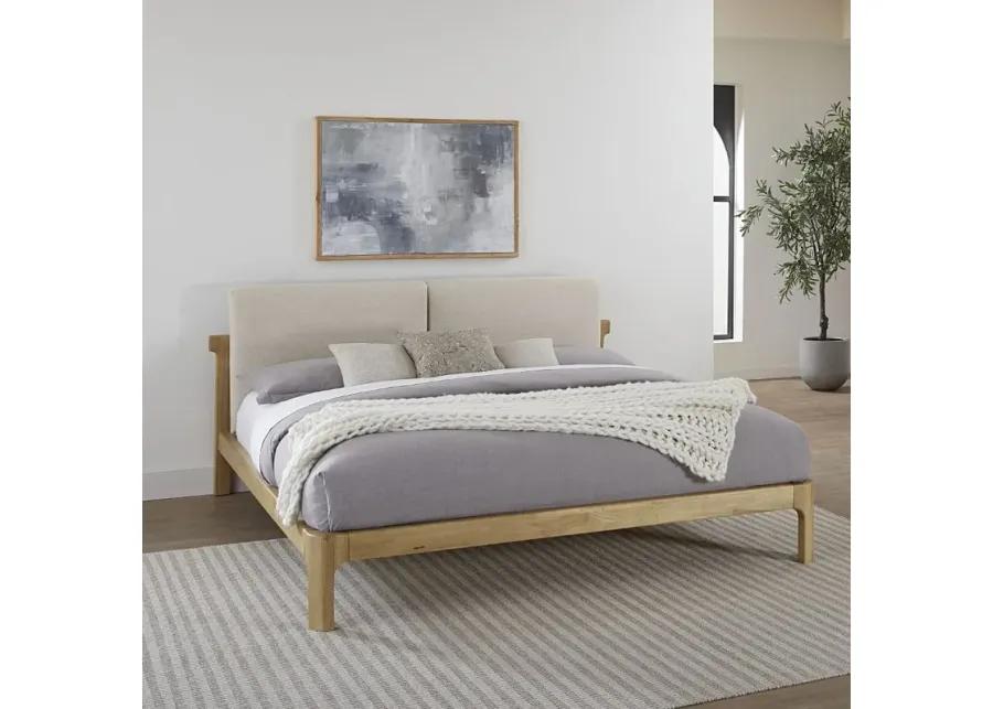 Furano Linen White and Natural Queen Platform Bed