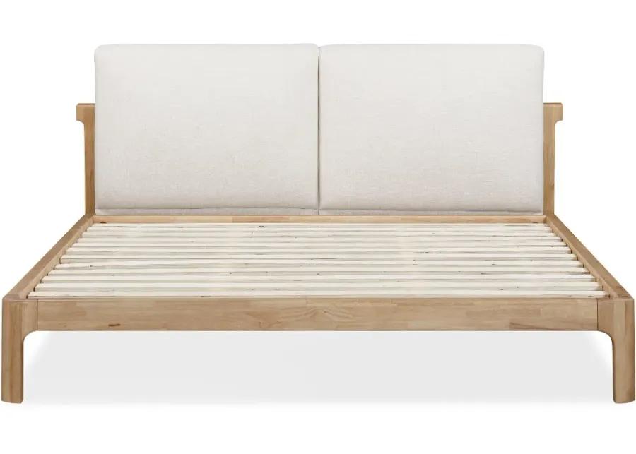 Furano Linen White and Natural Queen Platform Bed