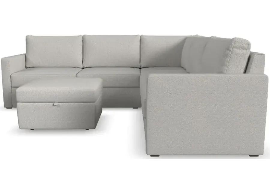 Flex Taupe 5-Seat Modular Sectional with Storage Ottoman