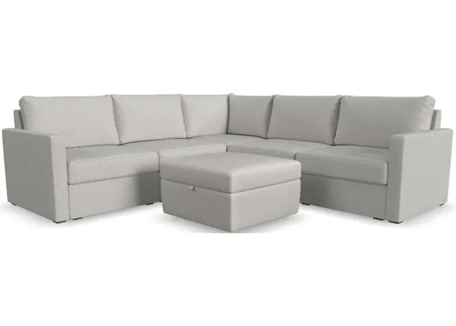 Flex Taupe 5-Seat Modular Sectional with Storage Ottoman