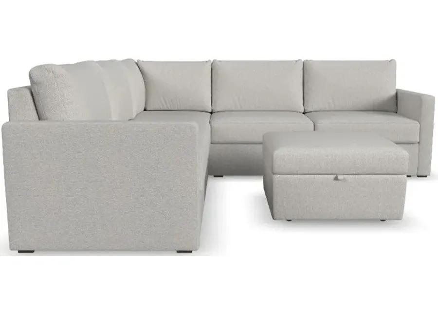 Flex Taupe 5-Seat Modular Sectional with Storage Ottoman