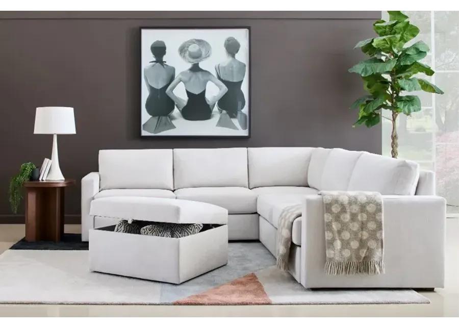 Flex Taupe 5-Seat Modular Sectional with Storage Ottoman