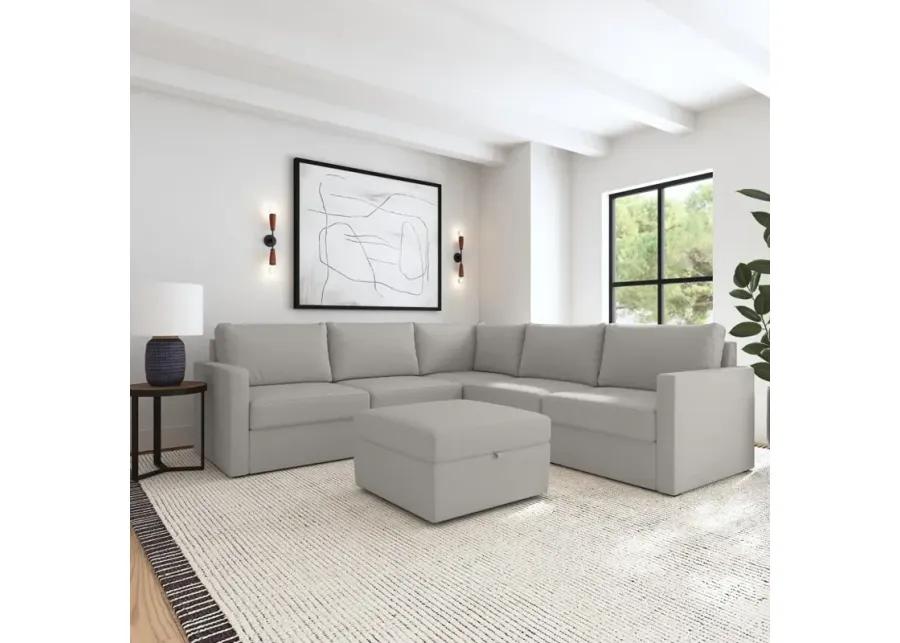 Flex Taupe 5-Seat Modular Sectional with Storage Ottoman