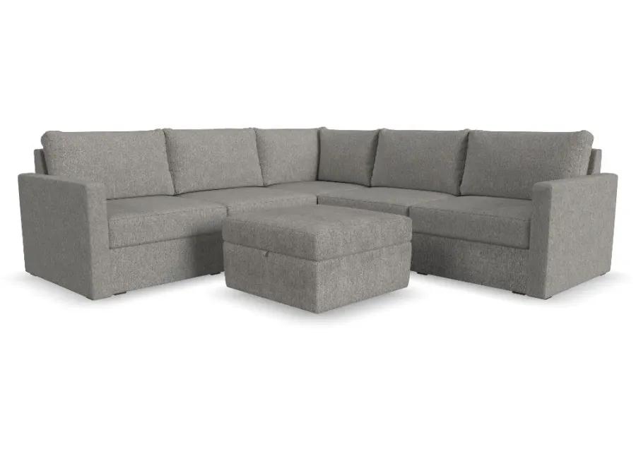 Flex Gray 5-Seat Modular Sectional with Storage Ottoman