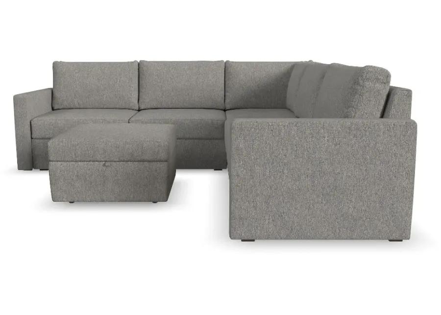 Flex Gray 5-Seat Modular Sectional with Storage Ottoman