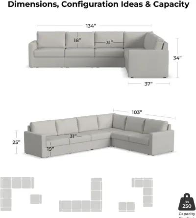 Flex Taupe 6-Seat Modular Sectional