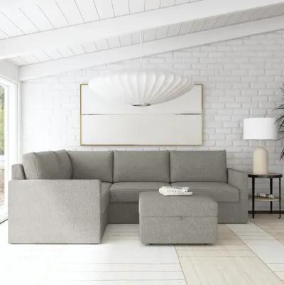 Flex Gray 4-Seat Modular Sectional with Storage Ottoman