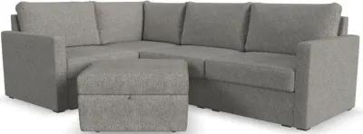 Flex Gray 4-Seat Modular Sectional with Storage Ottoman