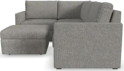 Flex Gray 4-Seat Modular Sectional with Storage Ottoman