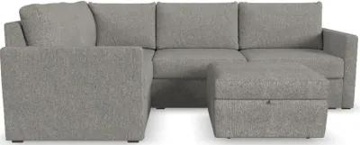 Flex Gray 4-Seat Modular Sectional with Storage Ottoman