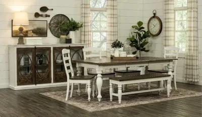 Pasadena White and Brown Dining Bench