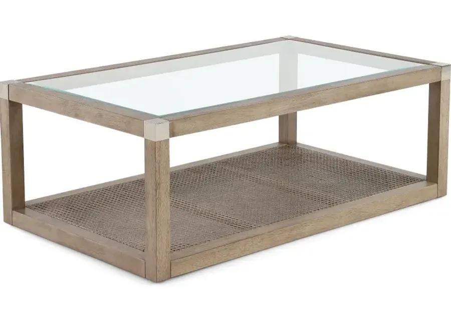 Calum Driftwood Glass and Cane Coffee Table