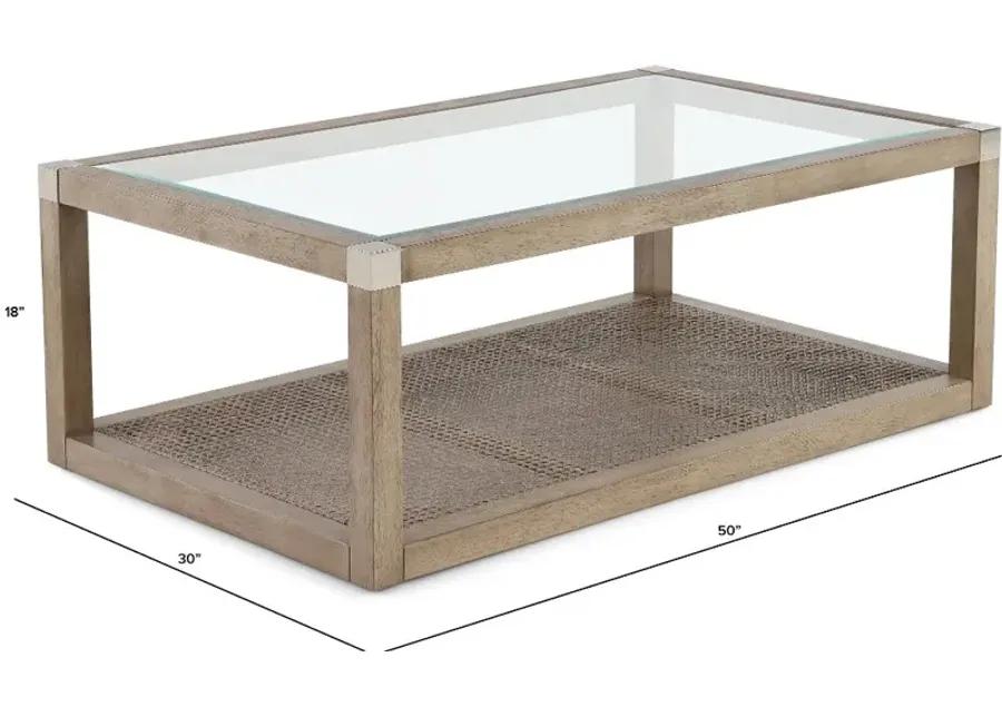 Calum Driftwood Glass and Cane Coffee Table