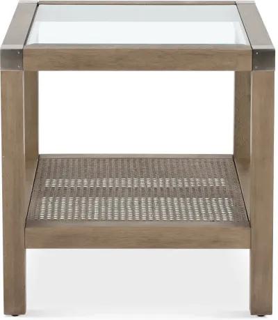 Calum Driftwood Glass and Cane End Table