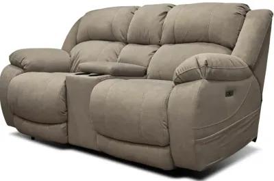 Port Arthur Khaki Power Reclining Console Loveseat