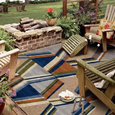 Cabana 6 x 9 Abstract Beach Multicolor Indoor-Outdoor Patio Rug