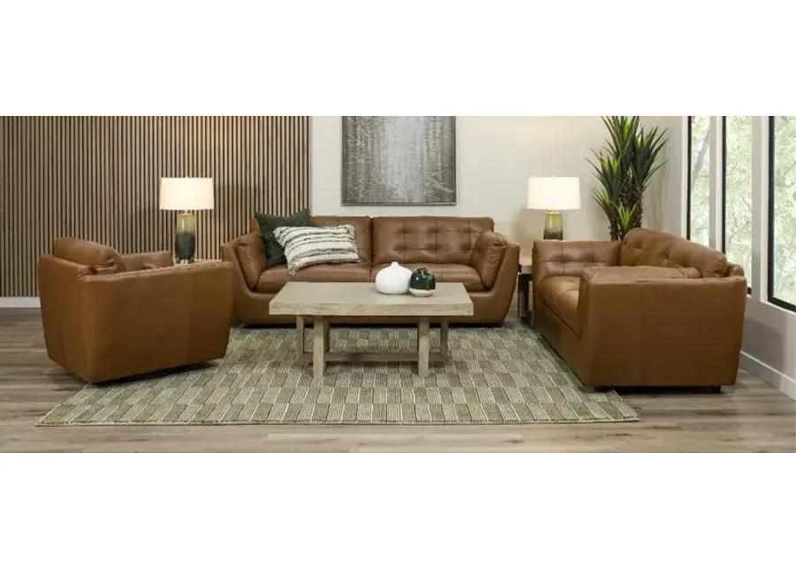 Tiffany Brown Leather Loveseat