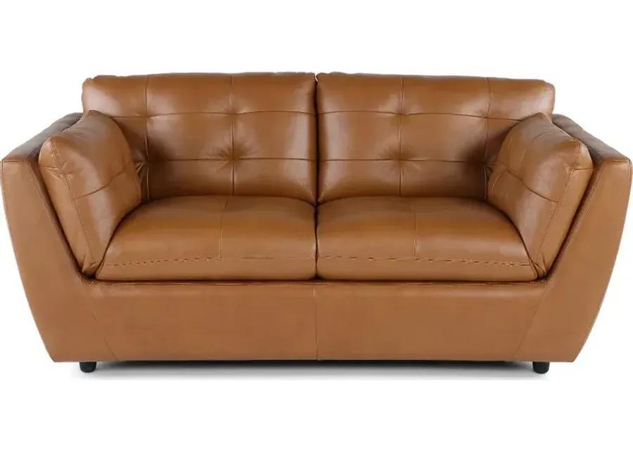 Tiffany Brown Leather Loveseat