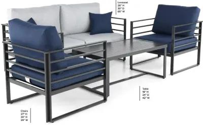 Holt Gray and Blue 4 Piece Patio Set