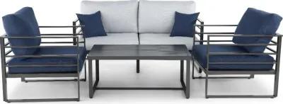 Holt Gray and Blue 4 Piece Patio Set