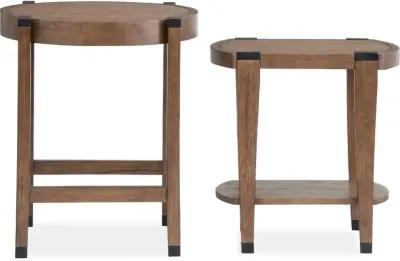 Kaysen Brown and Black Nesting Chairside Tables