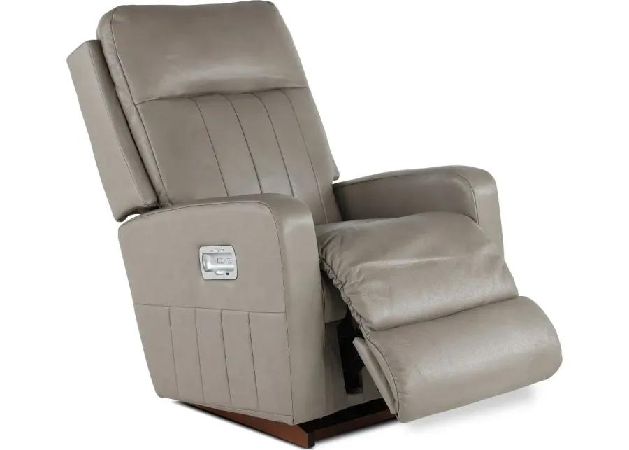 Finley Pewter Power Rocker Recliner with Headrest and Lumbar Support