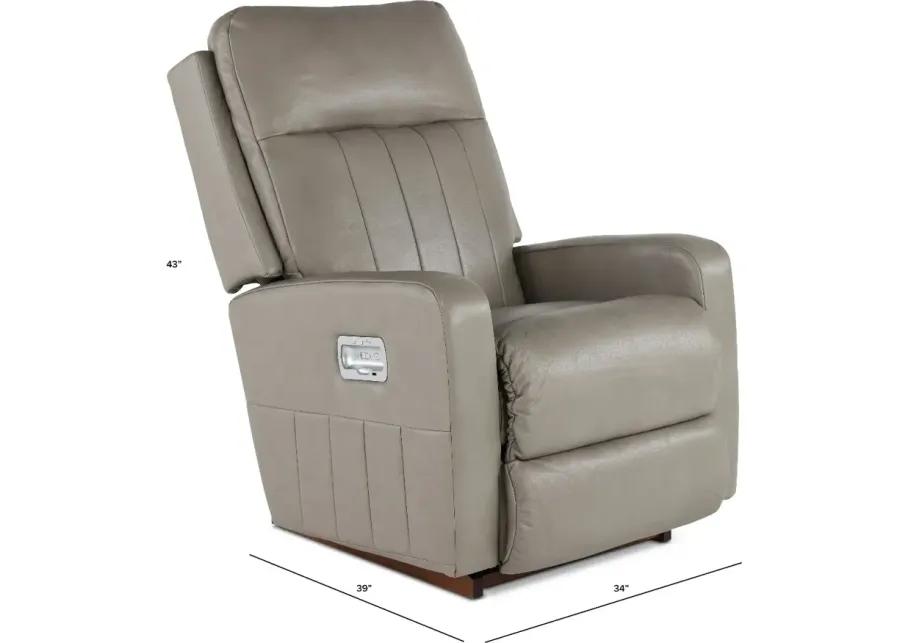 Finley Pewter Power Rocker Recliner with Headrest and Lumbar Support